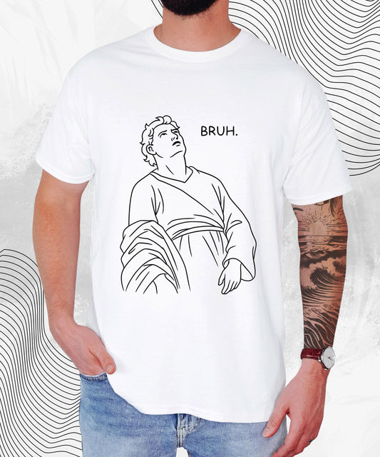 Bruh Statue Meme Shirt – Funny Minimalist Aesthetic Tee for Meme Lovers