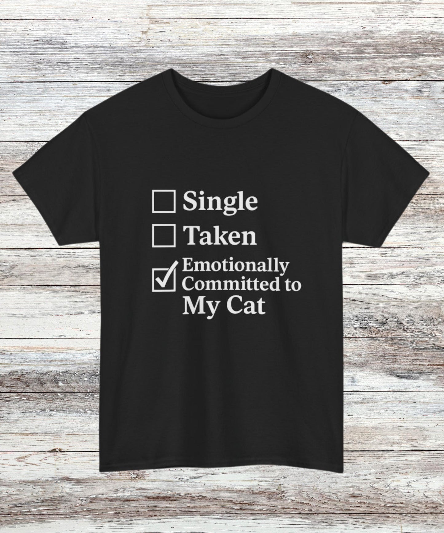Cat Lover Shirt - Funny Emotionally Committed to My Cat Tee, Cute Gift for Cat Moms & Pet Parents