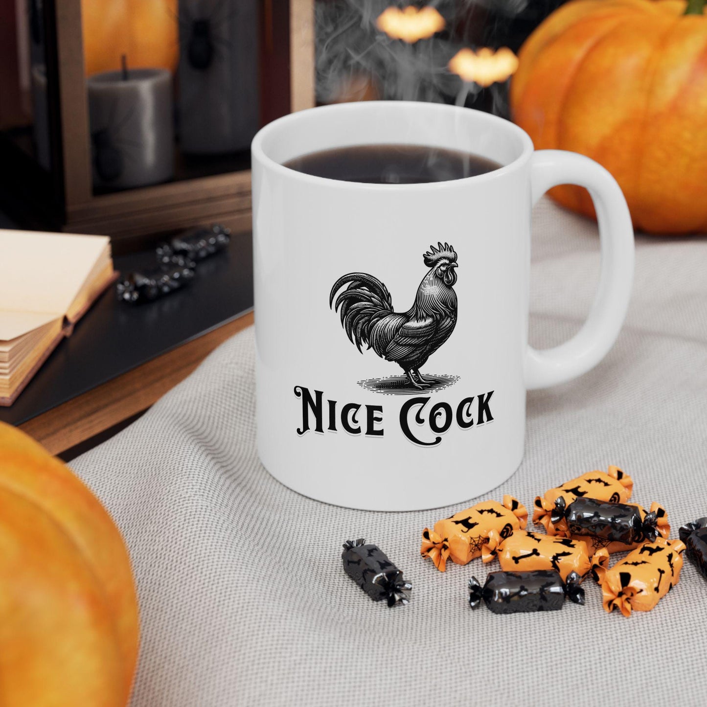 Nice Cock Mug – Funny Rooster Pun Coffee Cup for Animal Lovers & Smartasses