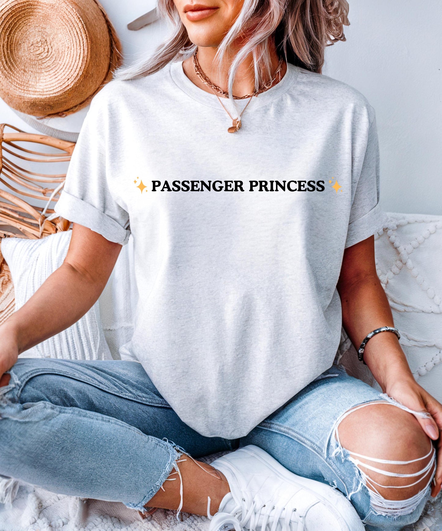 Passenger Princess T-Shirt - Funny Car Ride Tee, Cute Graphic Top, Ideal Gift for Her, Cozy Casual Wear, Trendy Women's Apparel