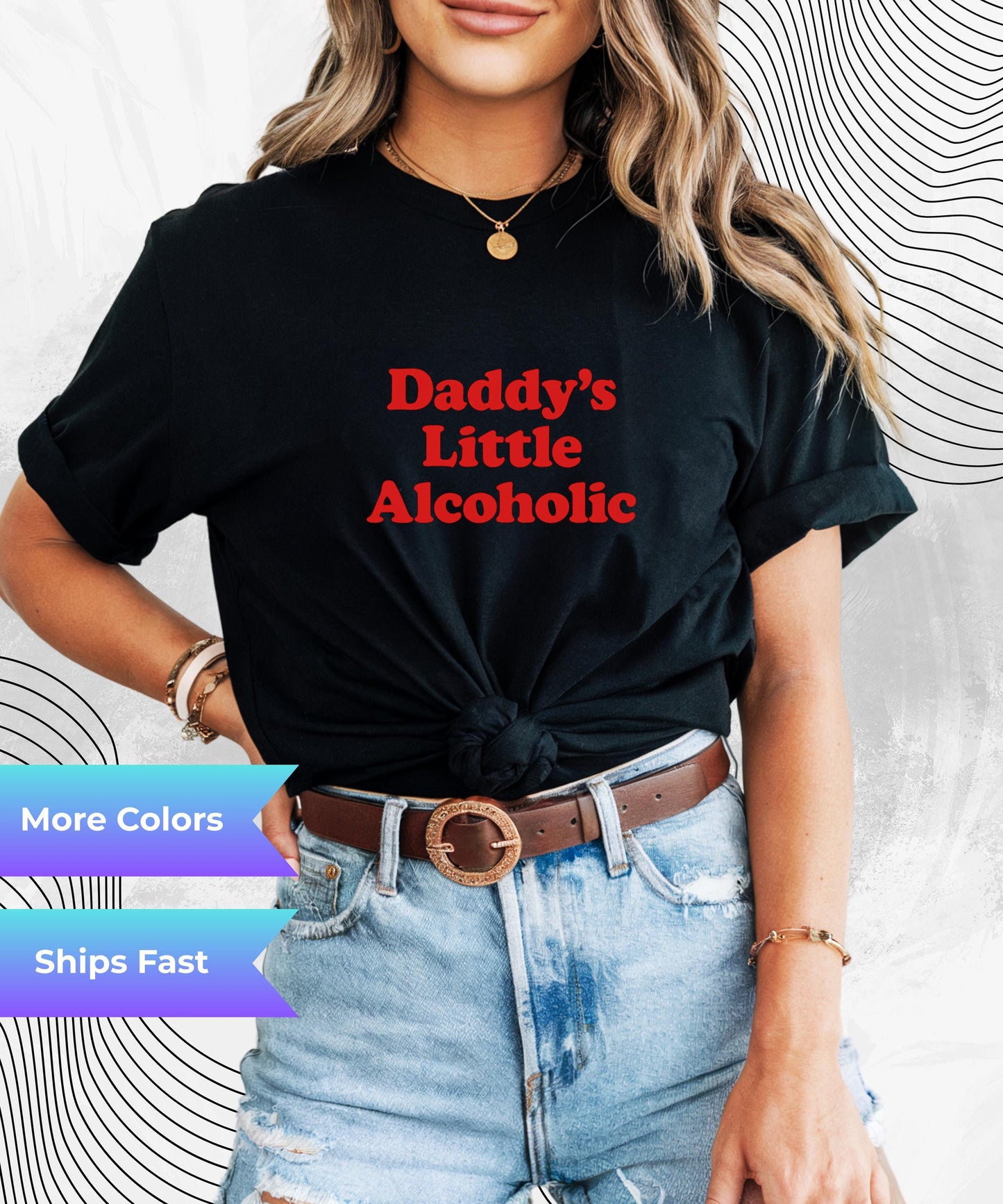 Funny Daddy’s Little Alcoholic T-Shirt – Humorous Party Tee Gift for Going Out Fans Casual Casual Birthday Shirt for Her