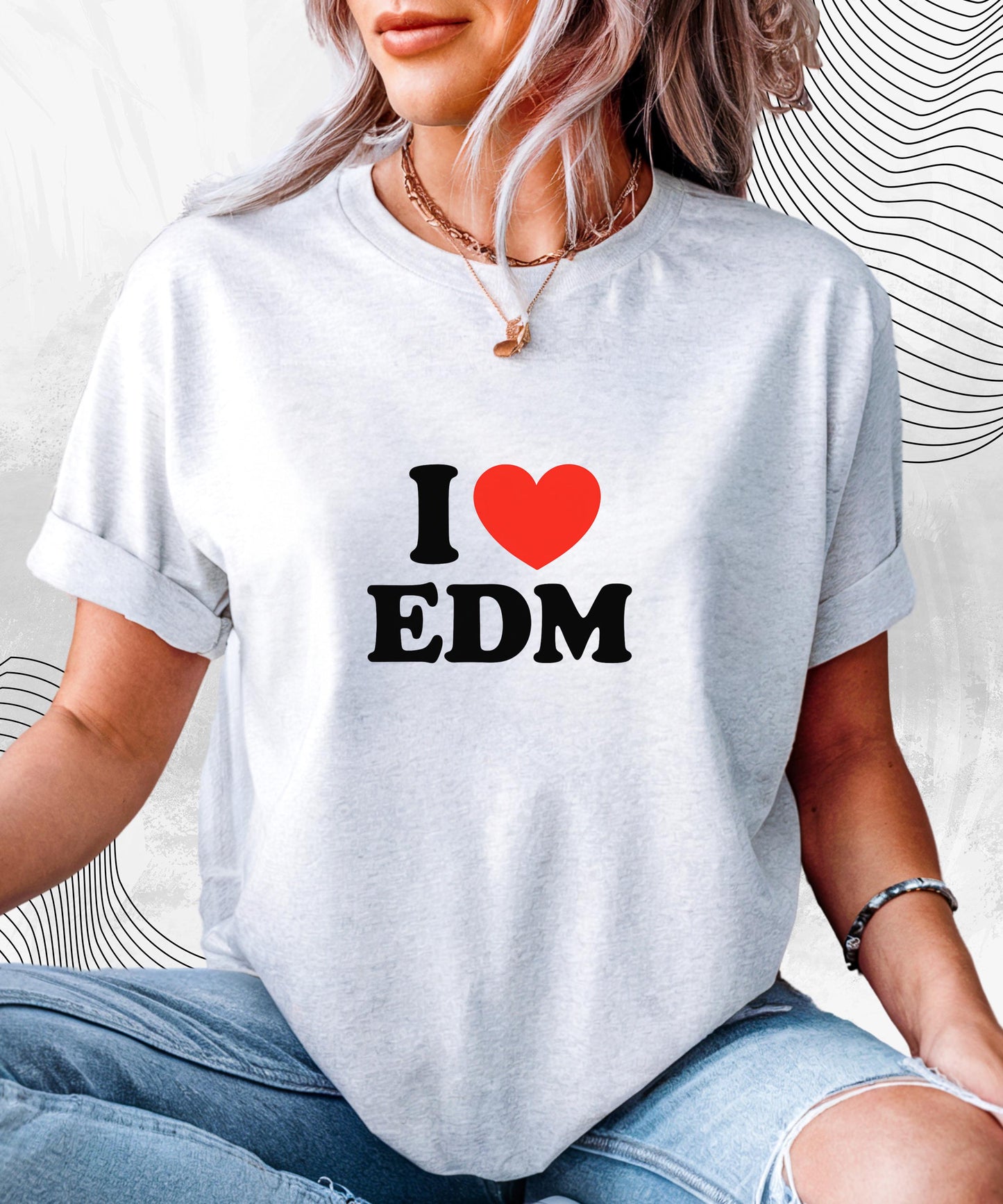 EDM Tshirt - I Heart EDM Shirt for DJs, Ravers & Dance Music Lovers, Electronic Festival Gift, Funny Rave Music Lover Tee