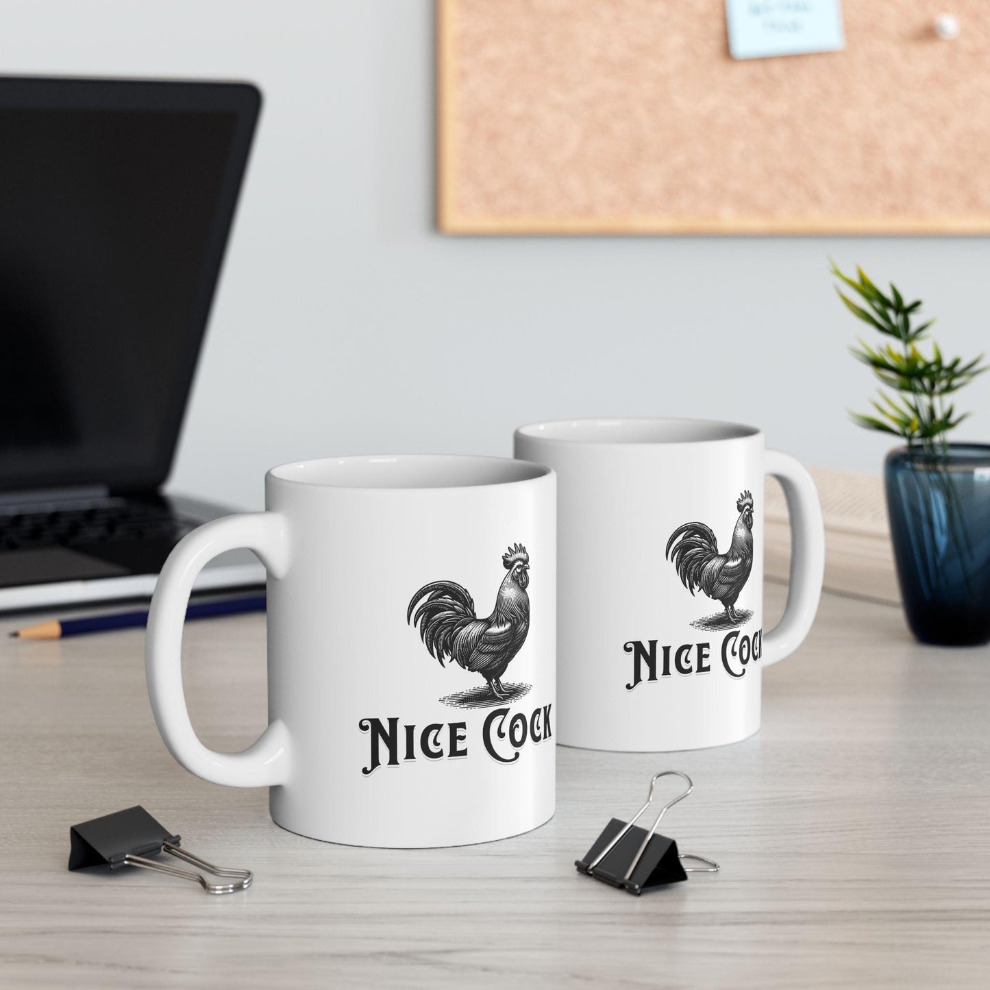 Nice Cock Mug – Funny Rooster Pun Coffee Cup for Animal Lovers & Smartasses