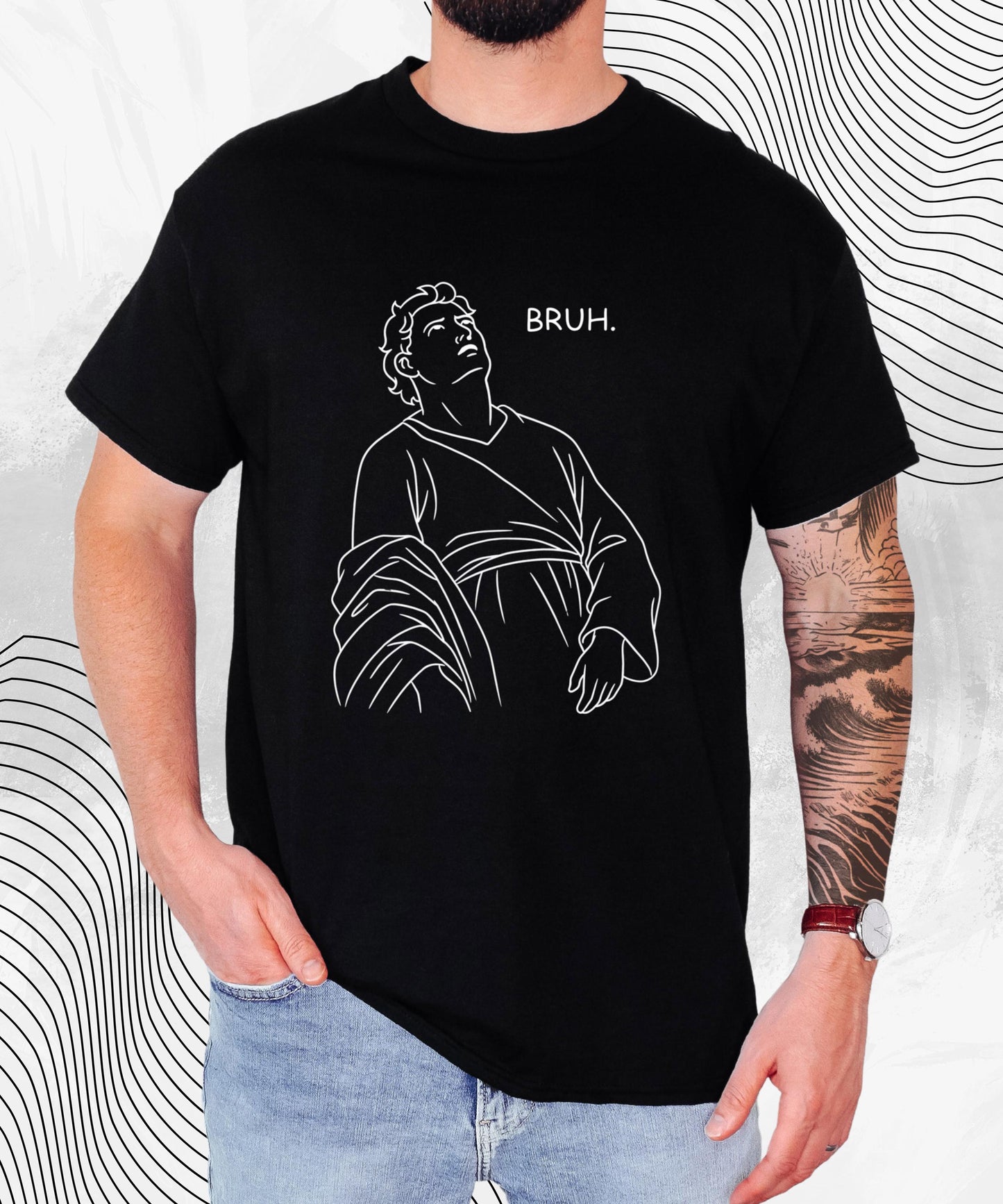 Bruh Statue Meme Shirt – Funny Minimalist Aesthetic Tee for Meme Lovers