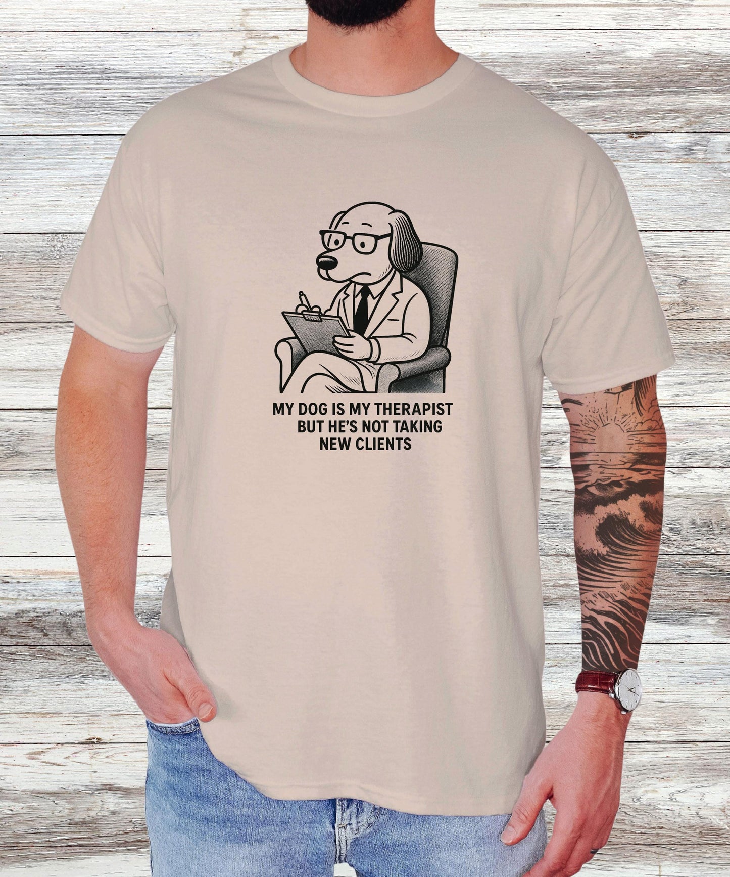 My Dog Is My Therapist T-Shirt - Funny Dog Lover Gift, Casual Animal Therapy Tee for Women & Men