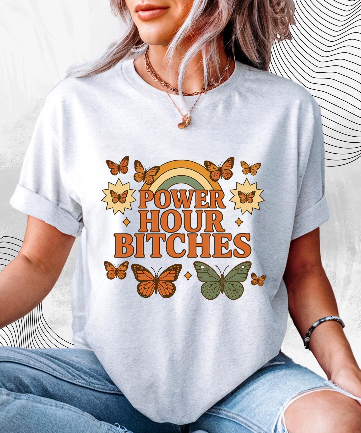 Power Hour TShirt – Funny Party T-Shirt for Women, Power Hour Bitches Tee, Drinking Game Tee, Girls Night Out Shirt, College Party