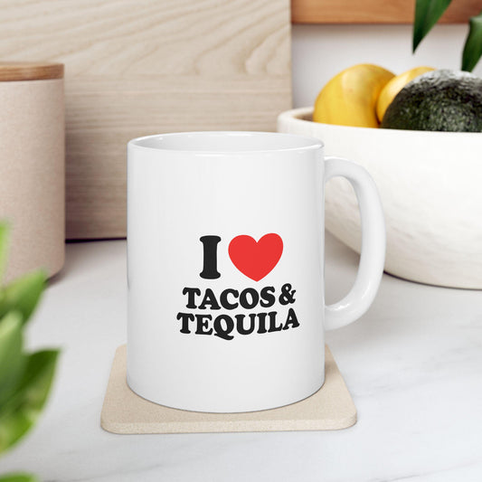 Tacos and Tequila Mug – Funny Coffee Cup for Foodies, Taco Tuesday, Margarita Lovers & Cinco de Mayo Gifts